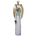 Angelo metallo con cuore oro e bianco cm 24,7x10,2xh88,2