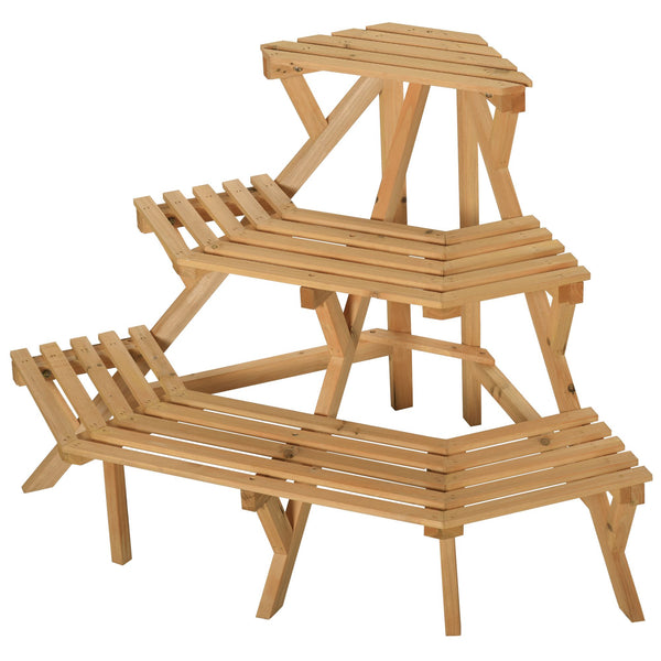 Scaletta Portavasi 3 Ripiani 96x64x61 cm in Legno Naturale sconto