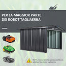 Casetta Box da Giardino in Lamiera per Robot Tagliaerba 88x87x60 cm in Acciaio Nero