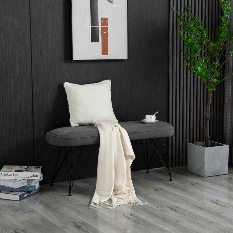 Panca Ingresso 106x35x45 cm in Lino Grigio