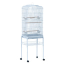 Voliera Gabbia per Uccelli 47,5x37x153 cm con Ruote in Metallo Bianco