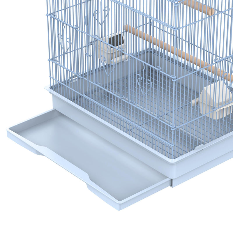 Voliera Gabbia per Uccelli 47,5x37x153 cm con Ruote in Metallo Bianco