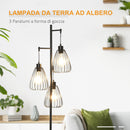 Lampada da Terra con Paralumi E27 in Metallo Nero