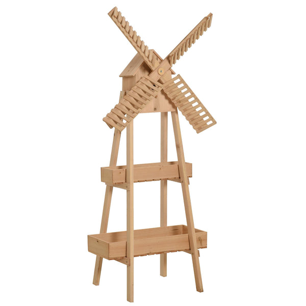 Fioriera da Giardino con Mulino 80x44x154 cm in Legno Naturale prezzo