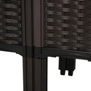 Set 4 Fioriere da Giardino Rialzate in Polipropilene Effetto Rattan Marrone