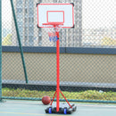 Canestro da Basket da Esterno con Supporto e Altezza Regolabile in Metallo Rosso e Bianco