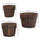 Set 3 Vasi da Giardino per Piante e Fiori in Legno Carbonizzato