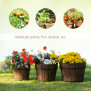 Set 3 Vasi da Giardino per Piante e Fiori in Legno Carbonizzato