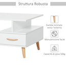 Tavolino Basso con Anta e Cassetto 100x50x40 cm in Legno Truciolare Bianco