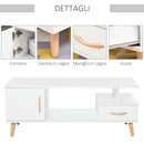 Tavolino Basso con Anta e Cassetto 100x50x40 cm in Legno Truciolare Bianco