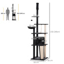 Albero Tiragraffi per Gatti 56x56x240 cm in Peluche e Corda di Juta Grigio Scuro e Beige