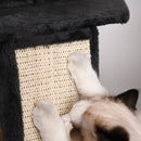 Albero Tiragraffi per Gatti 56x56x240 cm in Peluche e Corda di Juta Grigio Scuro e Beige