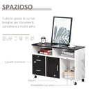 Mobile Porta Stampante con Cassetti 100x35x65 cm in Legno Truciolare Nero e Bianco