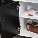 Mobile Porta Stampante con Cassetti 100x35x65 cm in Legno Truciolare Nero e Bianco