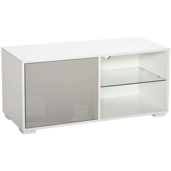 prezzo Mobile TV 100x40x45 cm in Legno Truciolare e Vetro Bianco e Grigio