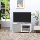 Mobile TV 100x40x45 cm in Legno Truciolare e Vetro Bianco e Grigio