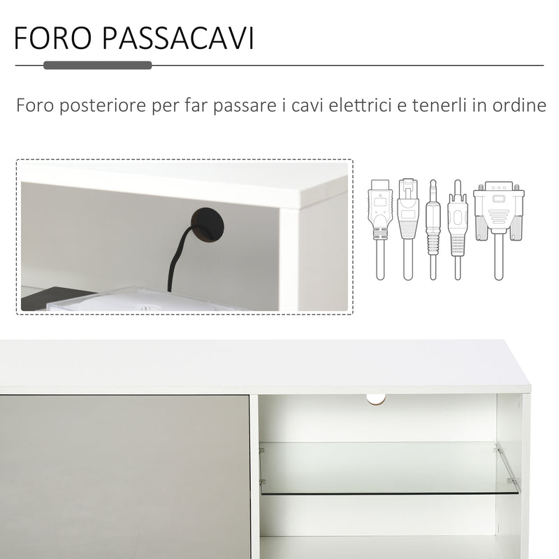 Mobile TV 100x40x45 cm in Legno Truciolare e Vetro Bianco e Grigio