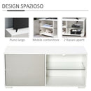 Mobile TV 100x40x45 cm in Legno Truciolare e Vetro Bianco e Grigio
