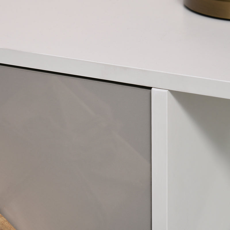 Mobile TV 100x40x45 cm in Legno Truciolare e Vetro Bianco e Grigio