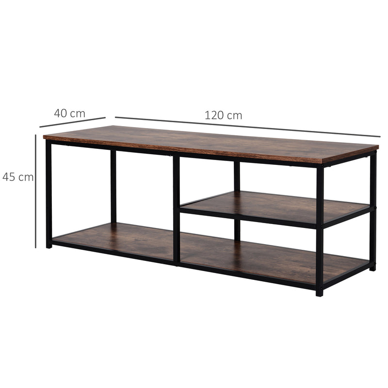 Mobile TV 120x40x45 cm in Metallo e Truciolare Nero e Marrone