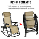 Sedia Sdraio a Dondolo Reclinabile Pieghevole in Acciaio e Tessuto Beige