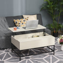 Tavolino Basso con Piano Sollevabile 90x60,5x45,5 in Metallo e MDF Legno Chiaro