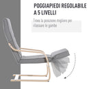Poltrona Relax con Poggiapiedi a 5 Livelli in Legno di Betulla Grigio