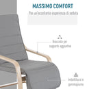 Poltrona Relax con Poggiapiedi a 5 Livelli in Legno di Betulla Grigio