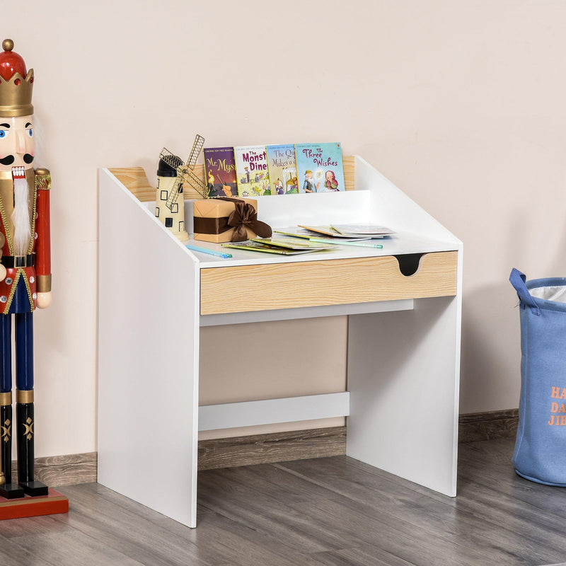 Scrivania con Libreria per Bambini 70x50x75 cm in Legno Bianca