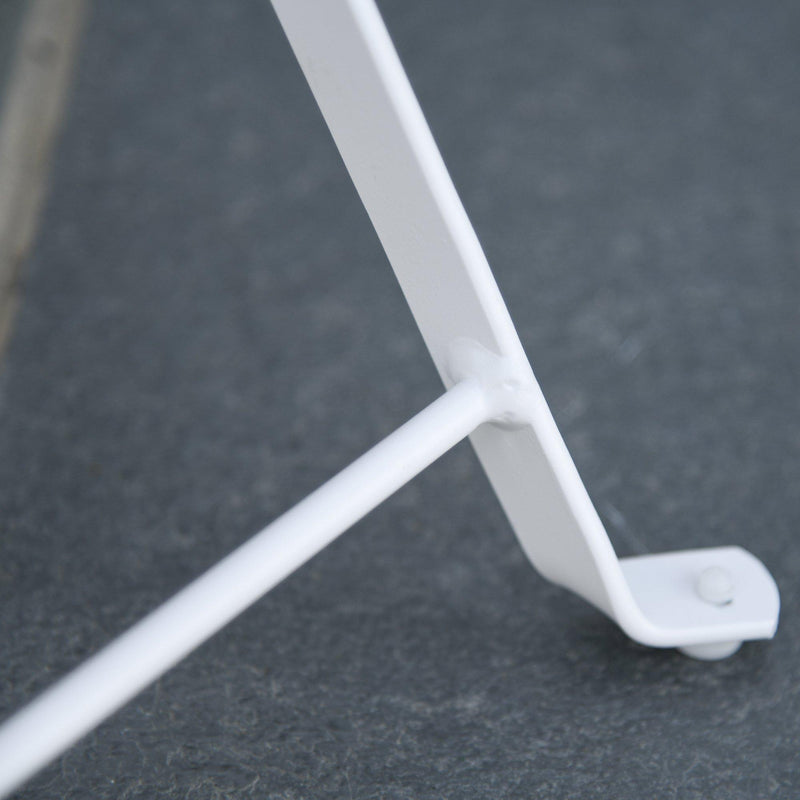 Set Tavolino e 2 Sedie Pieghevoli da Giardino in Metallo Bianco