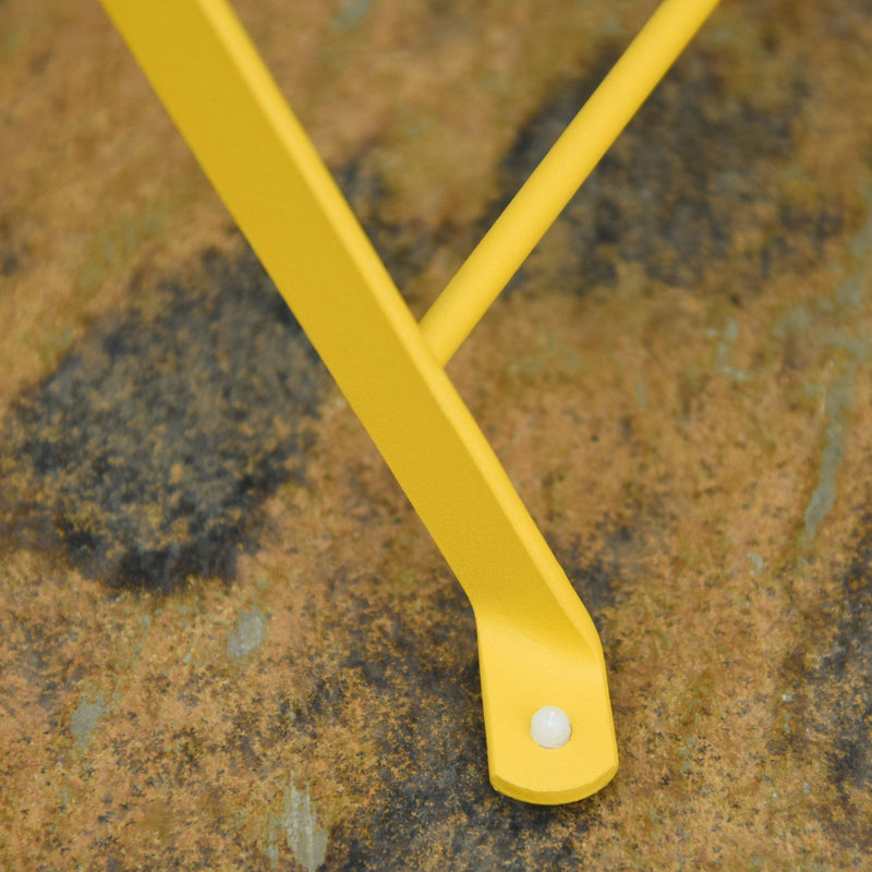 Set Tavolino e 2 Sedie Pieghevoli da Giardino in Metallo Giallo