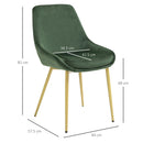 Sedia Imbottita 49x57,5x81 cm in Tessuto Vellutato Verde