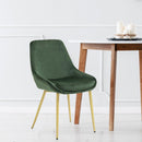 Sedia Imbottita 49x57,5x81 cm in Tessuto Vellutato Verde