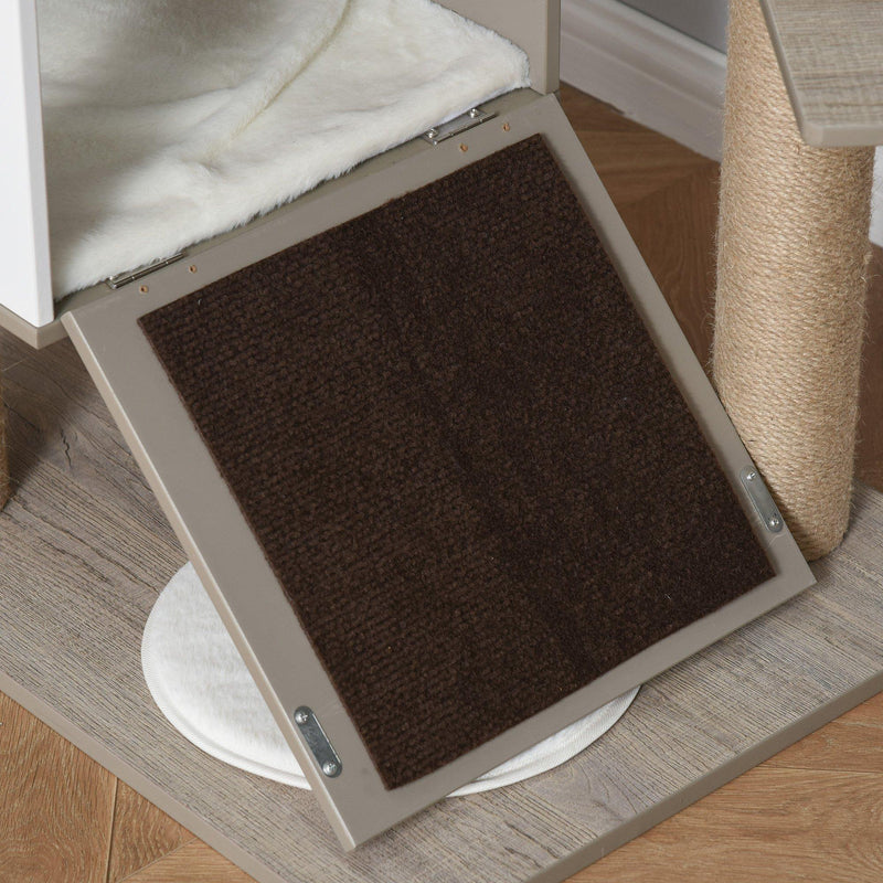 Albero Tiragraffi per Gatti 60x48x122 cm in MDF e Corda di Juta Grigio Chiaro