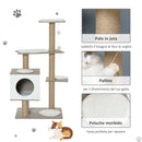 Albero Tiragraffi per Gatti 60x48x122 cm in MDF e Corda di Juta Grigio Chiaro