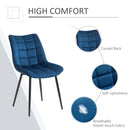 Set 2 Sedie Imbottite 46x58,5x85,5 cm in Tessuto Vellutato Blu