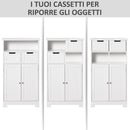 Mobiletto da Bagno 2 Ante 2 Cassetti 60x30x108,8 cm in MDF Bianco
