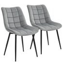 Set 2 Sedie Imbottite 46x58,5x85,5 cm in Tessuto Vellutato Grigie
