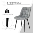 Set 2 Sedie Imbottite 46x58,5x85,5 cm in Tessuto Vellutato Grigie