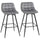 Set 2 Sgabelli Imbottite da Bar 45x47x88 cm in Metallo e Tessuto Vellutato Grigio