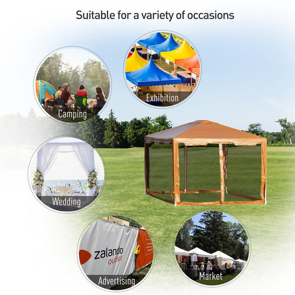 Gazebo da Giardino Pieghevole con Zanzariera 395x295x355 cm in Metallo e Polietilene Marrone Chiaro online