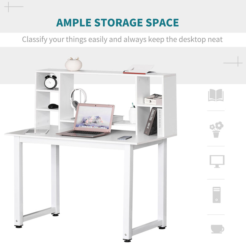 Scrivania con Scaffale 120x60x125 cm in Legno Bianco