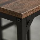 Set Tavolo Alto 100x60x88 cm e 4 Sgabelli in Metallo e Truciolare Marrone