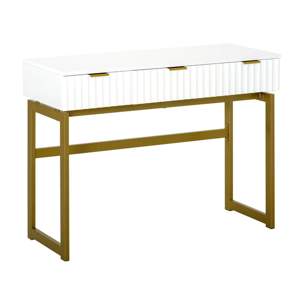 prezzo Consolle Trucco da Camera 100x40x76 cm in MDF e Metallo Bianco e Oro