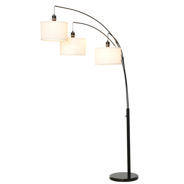 prezzo Lampada da Terra con 3 Paralumi E27 H205 cm in Metallo Nero e Bianco