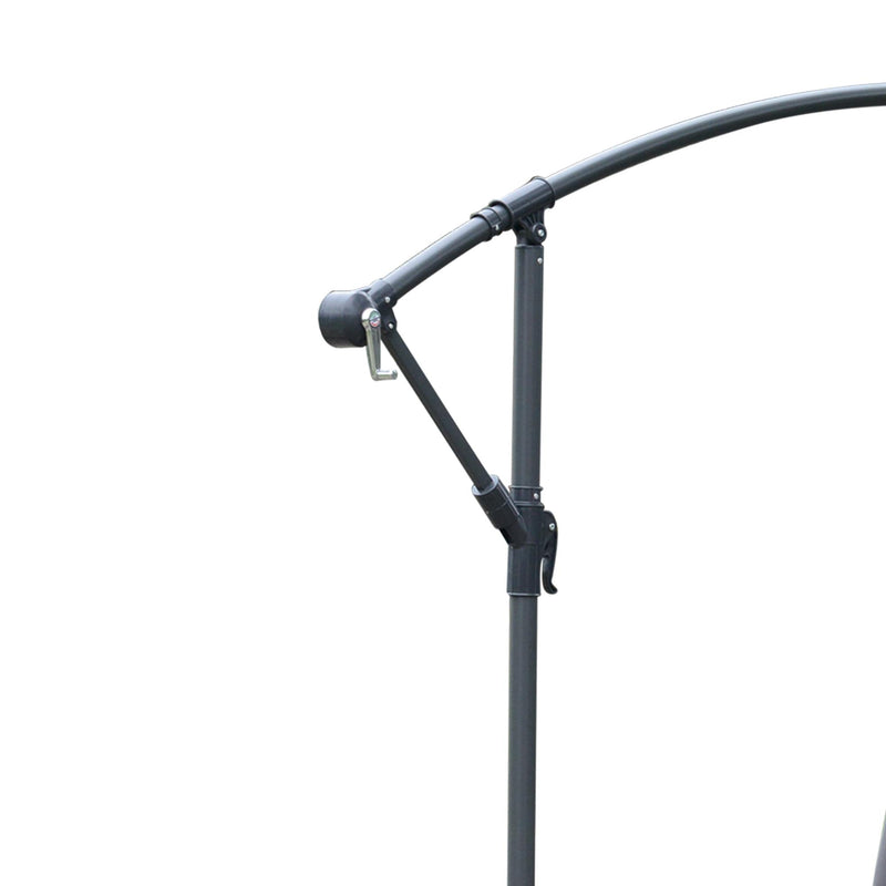 Ombrellone da Giardino Decentrato Ø2,95m in Acciaio Grigio e Nero