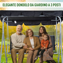 Dondolo 3 Posti da Giardino 170x110x153 cm in Acciaio Nero e Argento