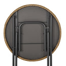 Set Tavolino e 2 Sedie Pieghevoli da Giardino in Rattan e Acciaio 