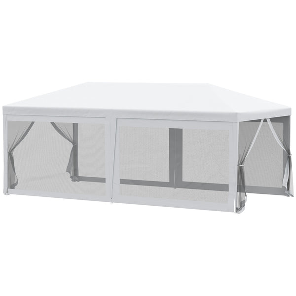 Gazebo da Giardino Pieghevole con Zanzariera 595x295x255 cm in Metallo e Tessuto Bianco online