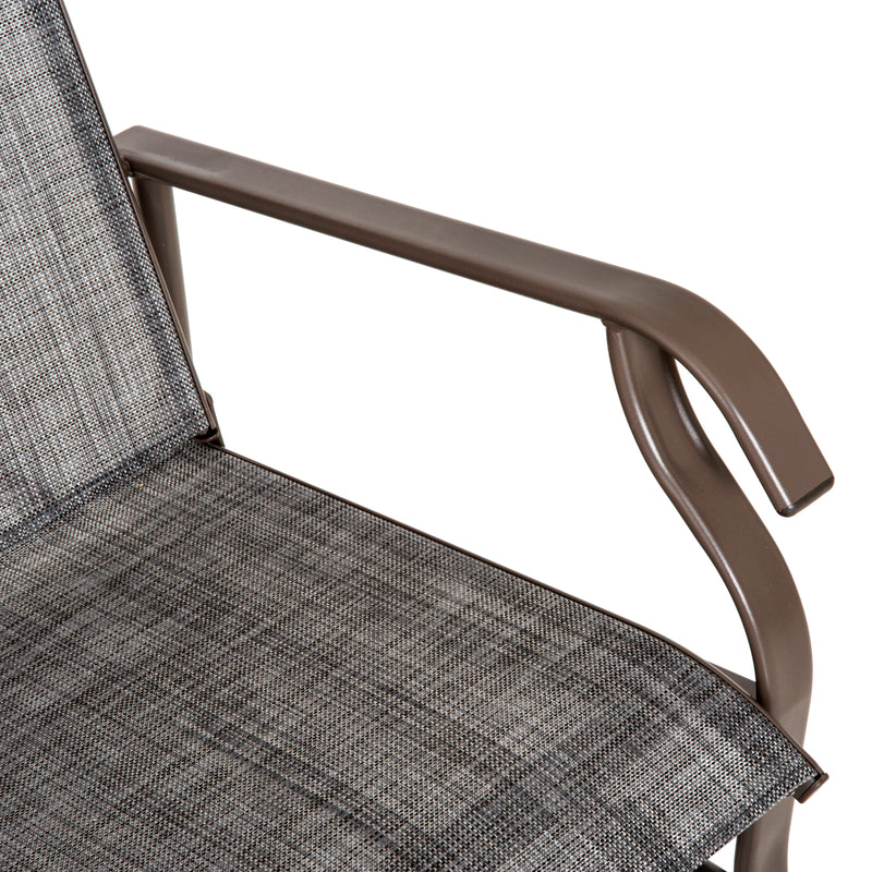 Dondolo 2 Posti da Giardino 81x148x100 cm con Tavolino in Ferro e Textilene Marrone